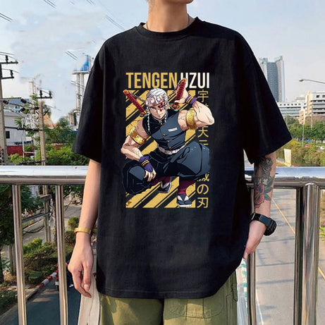 Anime Demon Slayer Uzui Tengen Printed T-Shirt Casual Sleeve