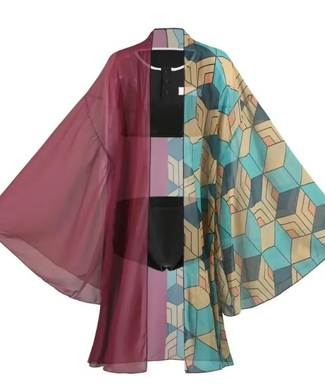 New Swimsuit Anime Demon Slayer Kochou Shinobu Kamado Cosplay Costume Kimono Agatsuma Zenitsu Sexy Bikini Beach Summer Halloween