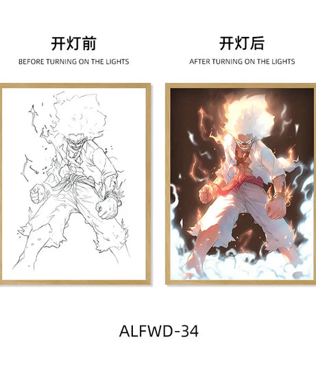 Sun God Nika Luffy Light-Up Frame – One Piece LED Desktop Decor