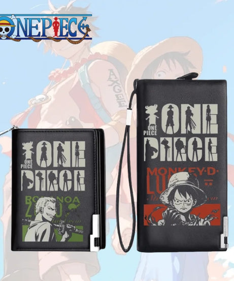 One Piece Luffy Ace Anime Peripheral Zipper PU Wallet Handsome Personality Boy Print Coin Purse Short Card Pack Gift Wholesale