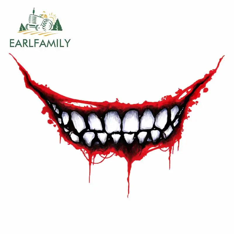 EARLFAMILY 13cm For Scary Devil Tooth Helmet Car Stickers RV JDM Motorcycle Decal Waterproof Camper Van Funny Car Accessories