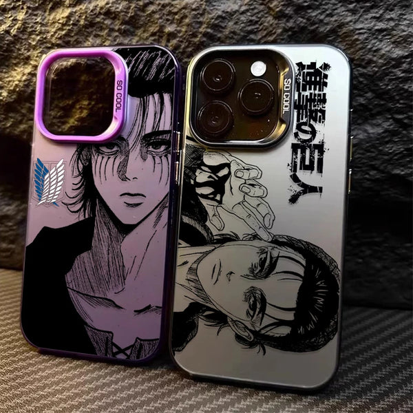 Eren Yeager Attack on Titan iPhone Case Shockproof Plated Cover for iPhone 17 Air 16 15 14 13 12 11 Pro Max XS XR X 8 7 Plus SE 2020