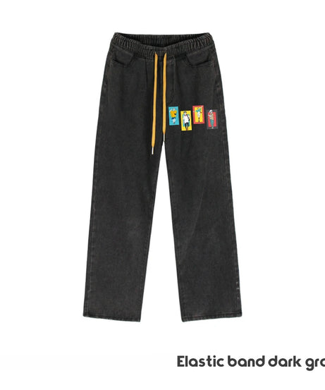 JUJUTSU KAISEN Gojo Yuji Megumi Sukuna Anime Daily Trousers Loose Spring and Autumn Wide Leg Pants Casual Jeans