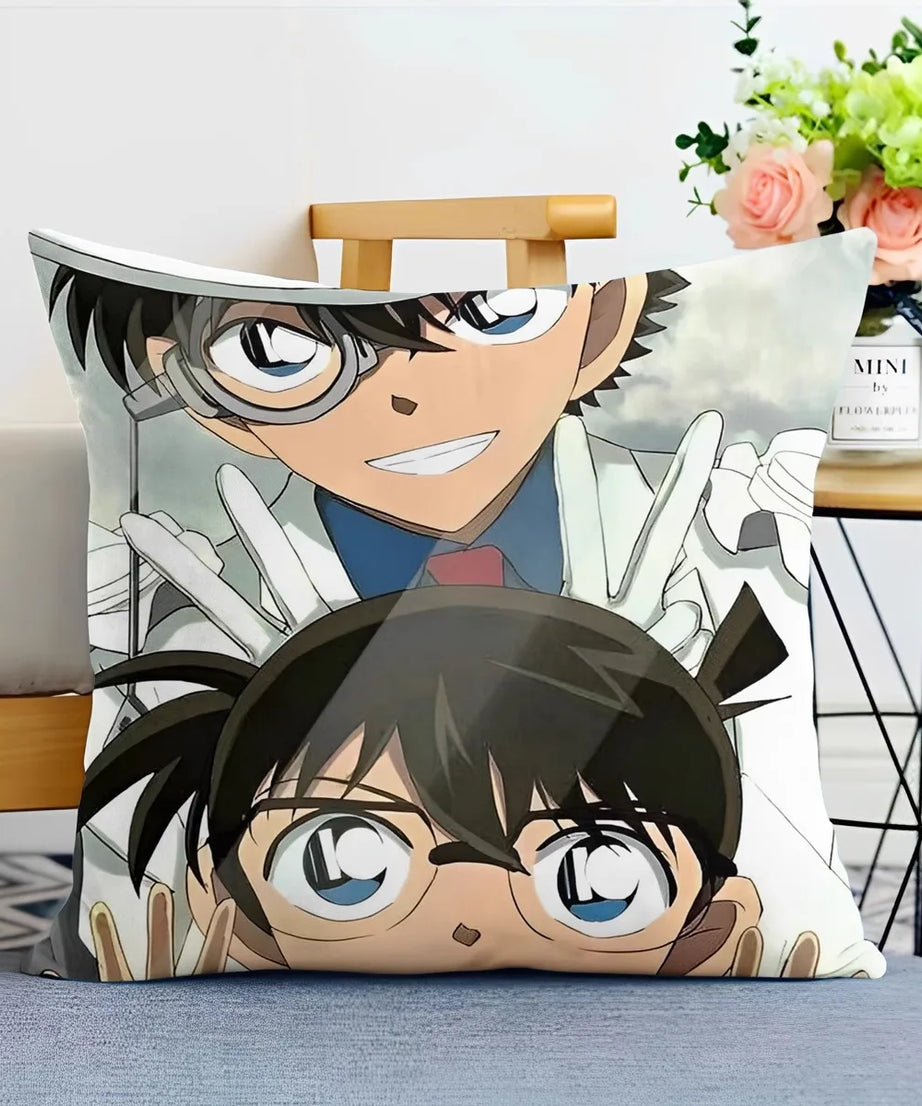 Detective Conan Pillowcase – Soft Anime Cushion Cover with Zipper for Sofa & Bedroom Decor