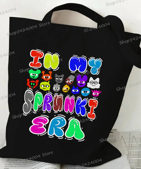 Anime Sprunki Incredibox Game Handbags Women Men Large Capacity No Zipper Canvas Tote Bag Sprunki Figure Shoulder Bag