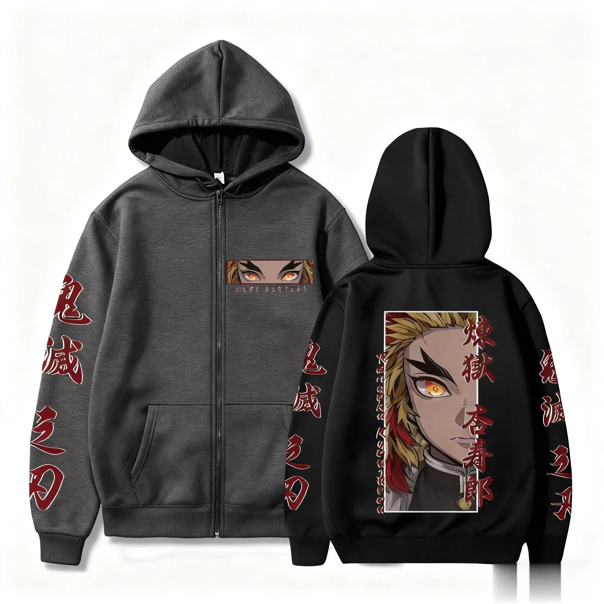 Demon Slayer Zipper Hoodie Women Men Anime Print Jacket Sweatshirt Streetwear Unisex Oversized Casual Cosplay Autumn Fashion Top