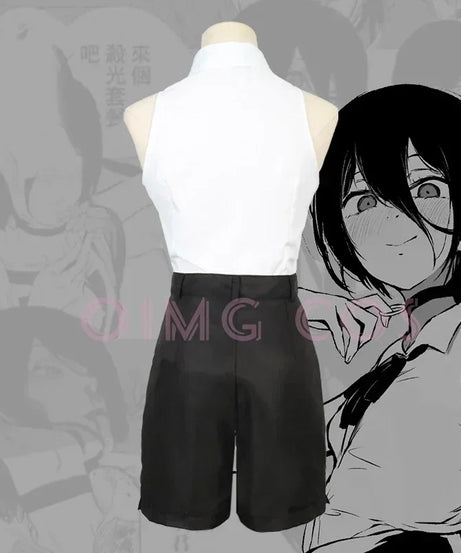 Reze Cosplay Costume Chainsaw Man Outfits Blue Suit Shirt Tie Short  Neck Ring Women Anime Uniform Halloween