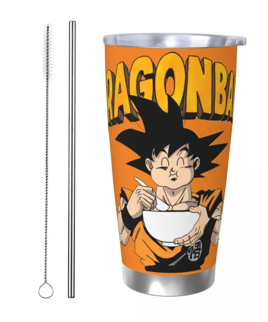 Son Goku & Vegeta DBZ Stainless Steel Tumbler – Double Wall Hot & Cold Cup with Straw