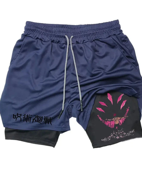 Anime Gym Shorts 2 In 1 Double Layer Men Workout Sports Jogging Sportwear Training Sport Shorts Male Summer Performance Shorts