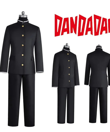 Ken Takakura Cosplay Costume Wig Anime Dandadan Okarun School Uniform Black Jacket Pants Gakuran Glasses Halloween Party Men