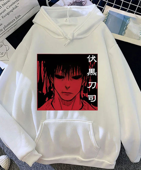 Fashion Unisex Hoodies Anime Fushiguro Toji Printed Hooded Seatshirts Streetwear Casual Pullover Tops