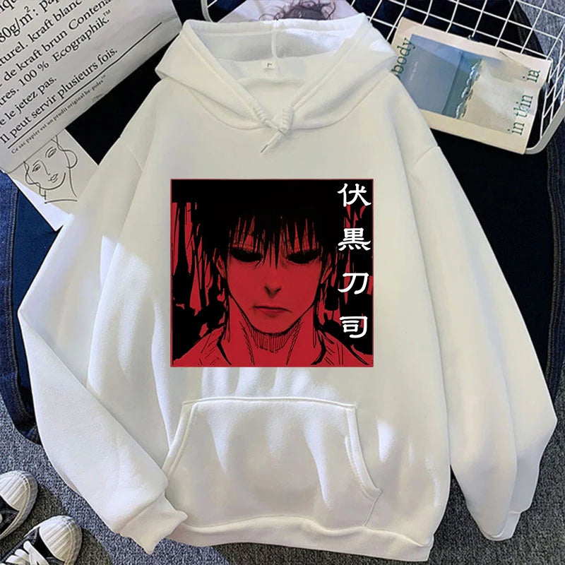 Fashion Unisex Hoodies Anime Fushiguro Toji Printed Hooded Seatshirts Streetwear Casual Pullover Tops
