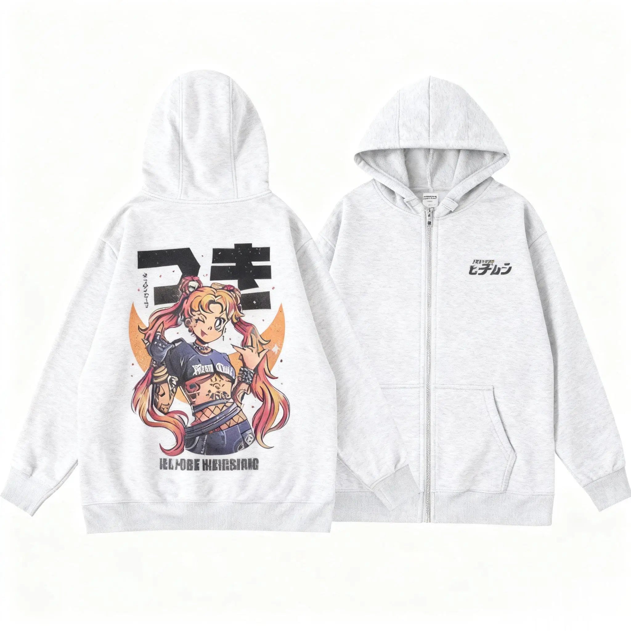 New Unisex Sailor Moon Anime Hoodie Men Women Zip Up Jacket Graphic Print Streetwear Sweatshirt Oversized Casual Autumn Tops