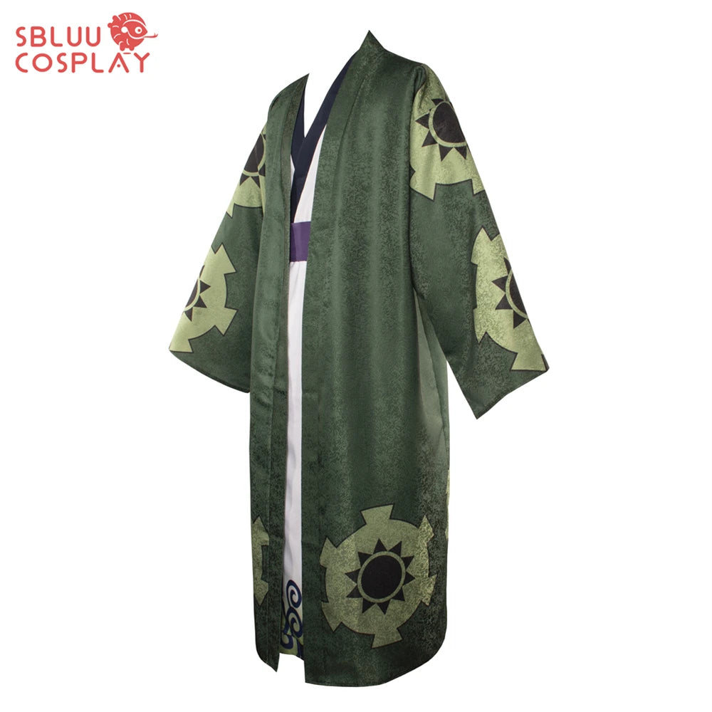 One Piece Wano Country Roronoa Zoro Cosplay Costume – Green Kimono Outfit 3