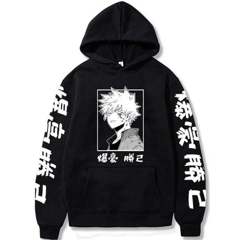 My Hero Academia Katsuki Bakugo Kanji Graphic Hoodie Harajuku Streetwear