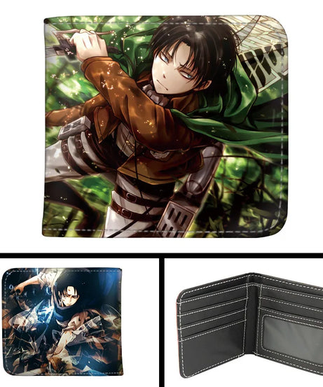 Anime Attack on Titan Short PU Leather Wallet Cute Synthetic Bifold Purse Gift for Manga Fans