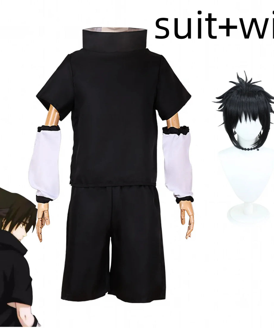 Anime Uchiha Sasuke 2nd Generation Cosplay Costume Summer Black Short Sleeve T-shirt Wig Adult Man Woman Christmas Party Suit