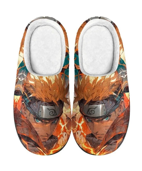 Anime Naruto Men Slippers Winter Warm Cotton Slippers Male Flats Soft Non-slip Slides Household Indoor Slippers Plus Size Gift