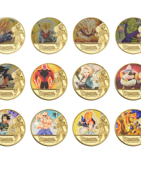 Dragon Ball Gold Plated Gold Coin Son  Goku Vegeta Commemorative Coins Children Classic Anime Peripherals Collection Toy Souvenir