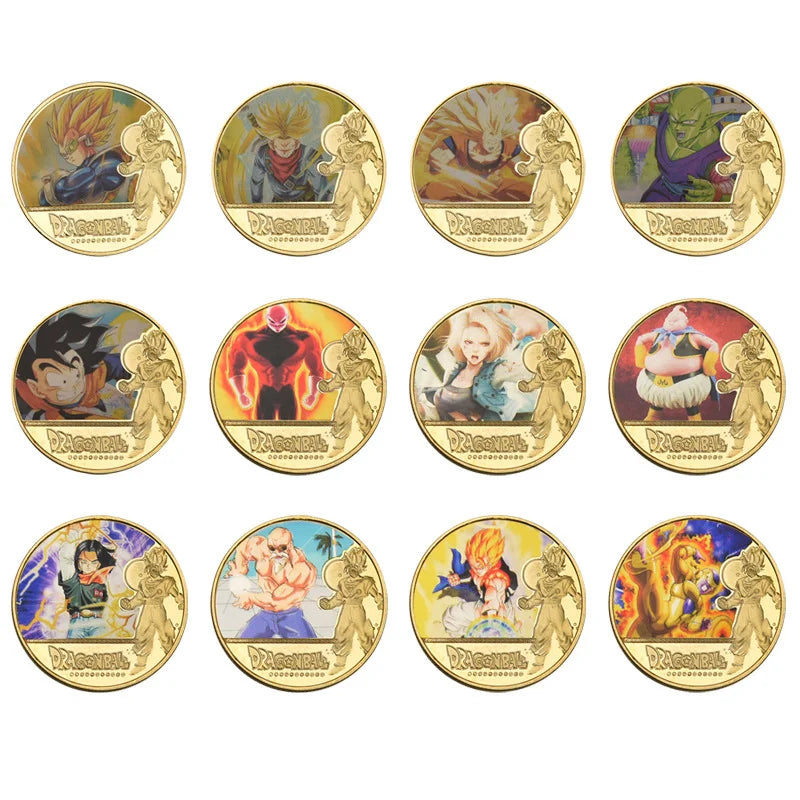Dragon Ball Gold Plated Gold Coin Son  Goku Vegeta Commemorative Coins Children Classic Anime Peripherals Collection Toy Souvenir