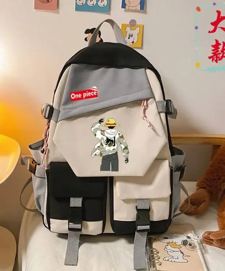 anime One Piece Luffy Zoro anime backpack large capacity student school bag male campus Korean version backpack birthday gift