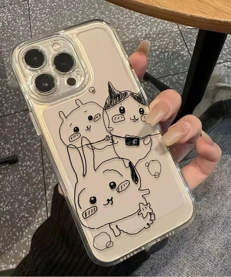 Kawaii Chiikawa Phone Case for Iphone 16 15 14 13 12 11 Pro Max Anime Transparent All-inclusive Cover for Iphone 16pro 15pro