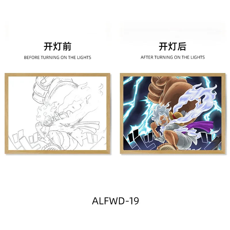 Sun God Nika Luffy Light-Up Frame – One Piece LED Desktop Decor