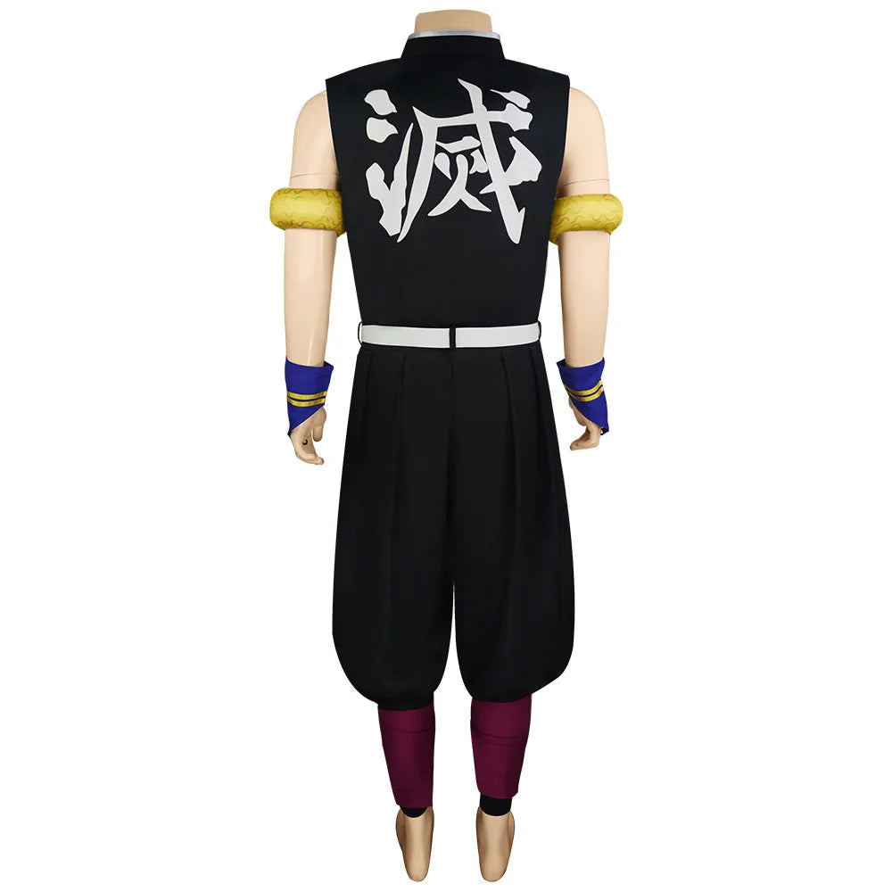 Anime Demon Slayer Tengen Uzui Cosplay Costume – Uniform & Wig Set 3