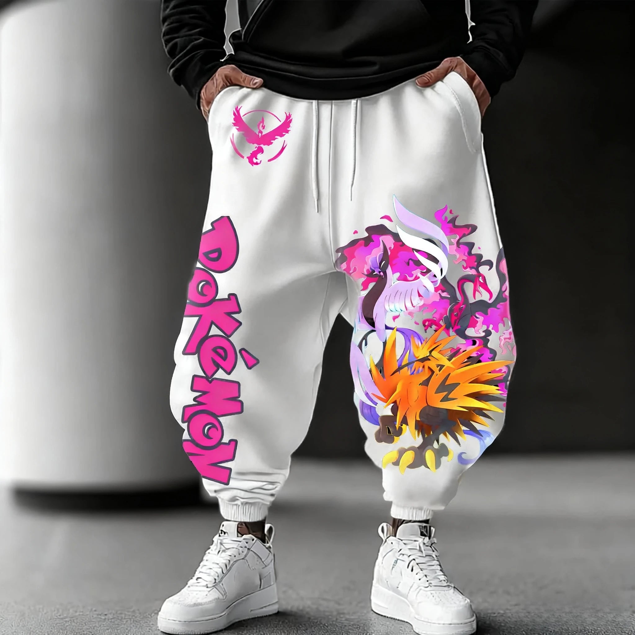Legendary Bird Pokémon Anime Printed Sweetpants  Men's Autumn/Winter New American Trendy Hip Hop Loose Casual Cotton Pants