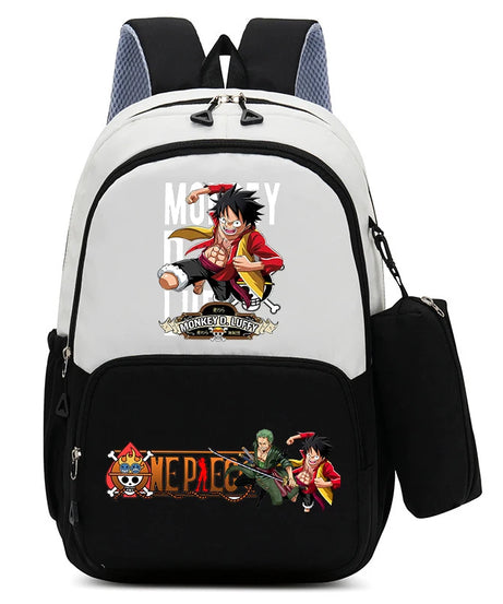 One Piece Luffy Zoro Backpack Kits Boy Student Usopp Chopper Anime Knapsack with Pencilcase Rucksack High-capacity Schoolbag