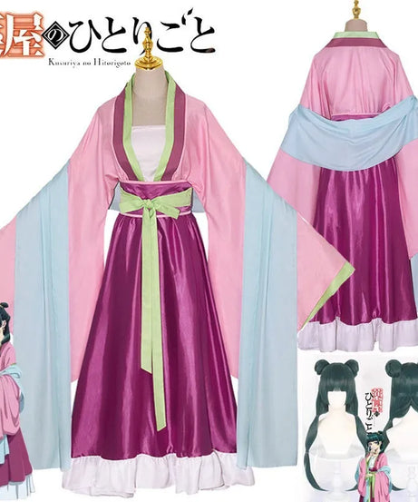 Maomao Cosplay Costume Wig Anime The Apothecary Diaries Pink Dress Halloween Party for Women