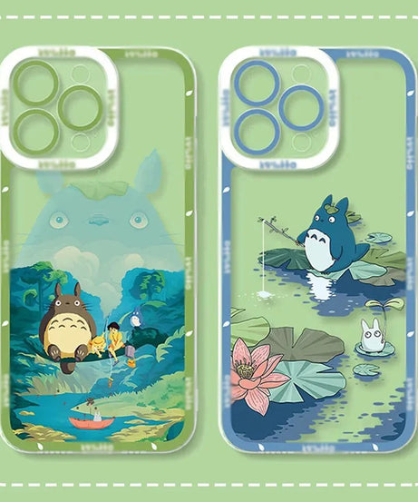 Cute T-TotoroS Phone Case For iPhone 16 Pro Max 15 14 Plus 13 12 11 Pro XR XS X 8 7 SE 2020 Soft Silicone Clear Cover