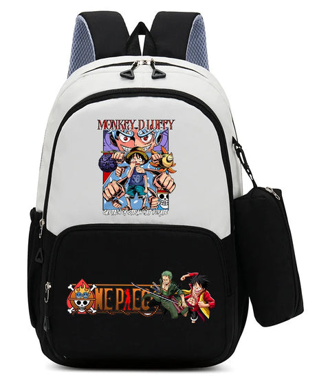 One Piece Luffy Zoro Backpack Kits Boy Student Usopp Chopper Anime Knapsack with Pencilcase Rucksack High-capacity Schoolbag