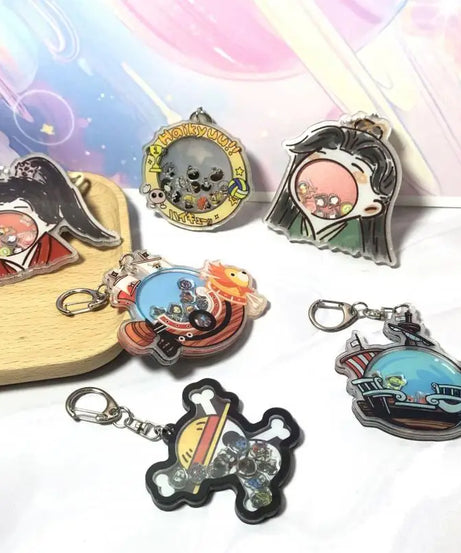 Cute one Piece Personalized Backpack Keychain Pendant Straw Hat Set Acrylic Pendant Rocking Music Student Accessories