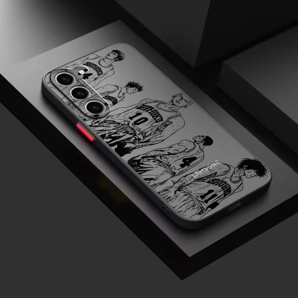 Slam Dunk Popular Anime Art Frosted Translucent For Samsung Galaxy S24 S23 S22 S21 S20 FE S10 S9 S8 Plus Ultra Pro 5G Matte