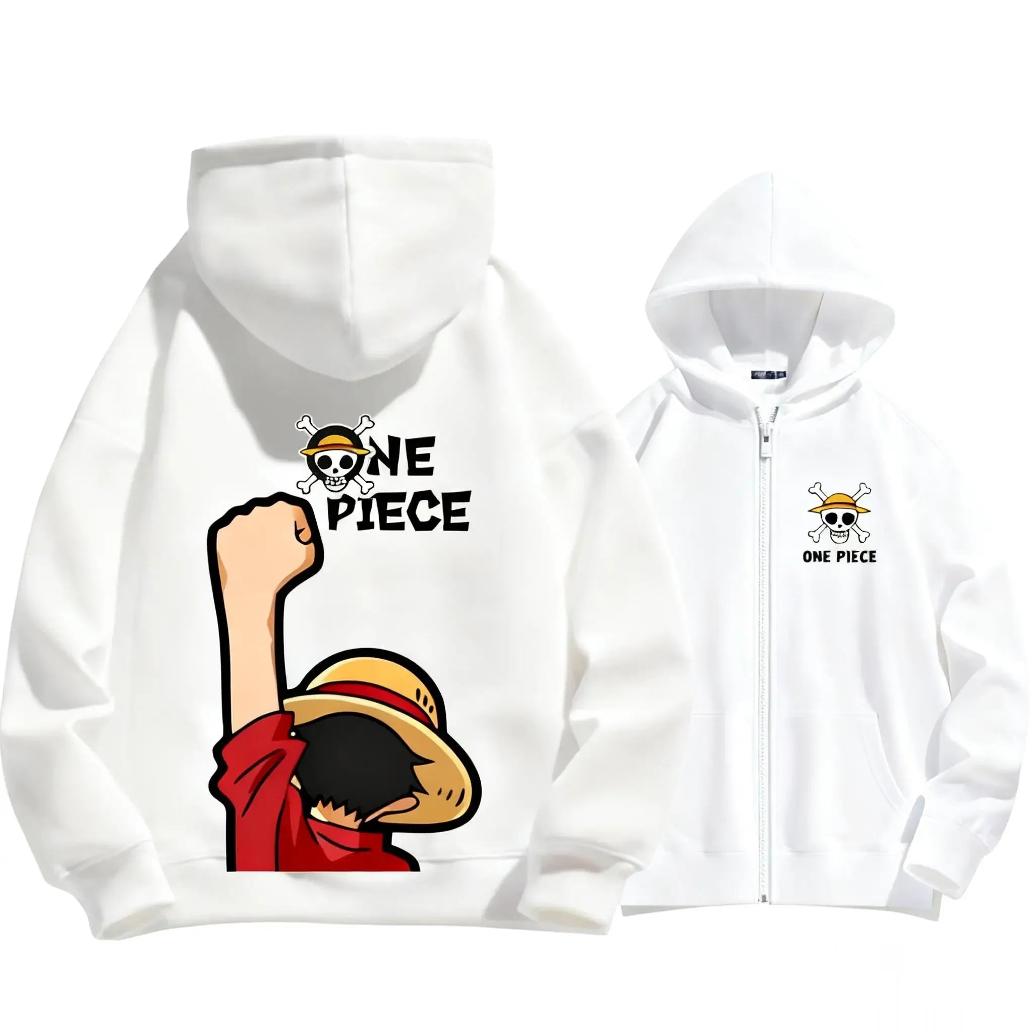 New Unisex Autumn One Piece Anime Hoodie Men Women Zip Up Jacket Luffy Graphic Print Pullover Sweatshirt Streetwear Casual Tops
