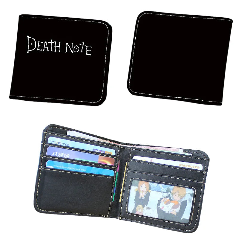 Anime Death Note Black Short PU Leather Wallet L.Lawliet YagamiLight Folding Purse Gift for Manga Fans
