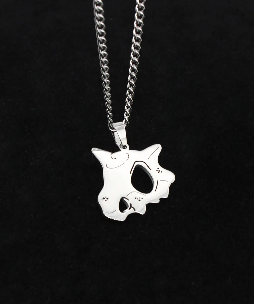 Anime Pokemon Cubone Mask Necklace Dinosaur Pendant Caracalla Necklaces Stainless Steel Design Kawaii Jewelry Gift