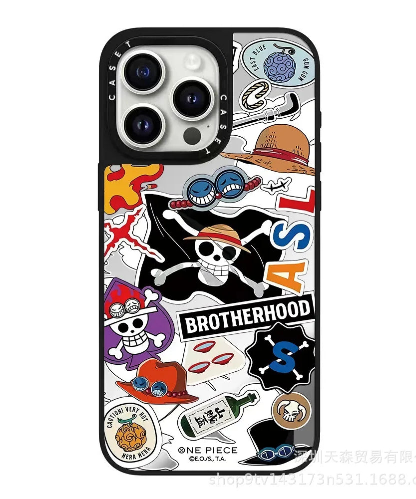One Piece x Naruto Mirror Phone Case – Anti-Fall Collection for iPhone 16 Pro Max