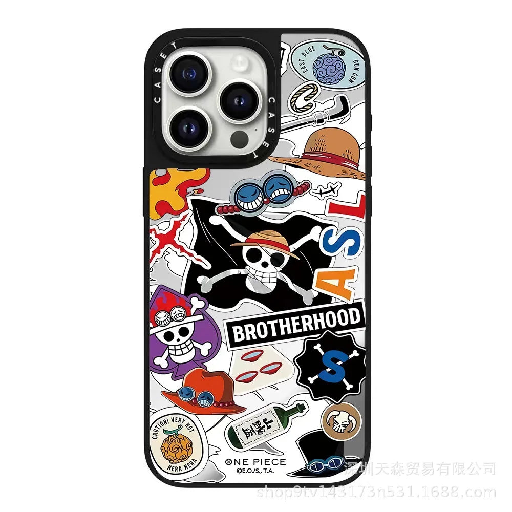 One Piece x Naruto Mirror Phone Case – Anti-Fall Collection for iPhone 16 Pro Max