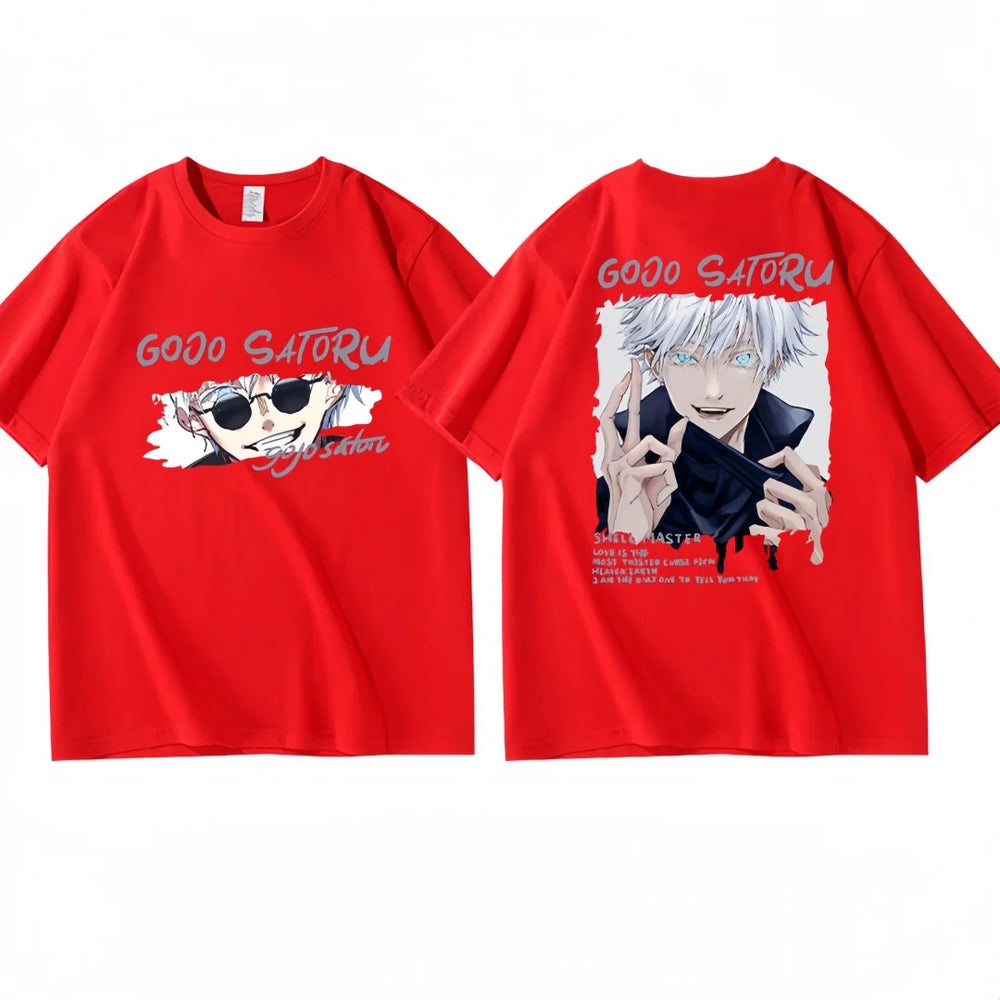 Anime Jujutsu Kaisen Gojo Satoru Front & Back Print T-Shirt – Oversized Graphic Tee 7