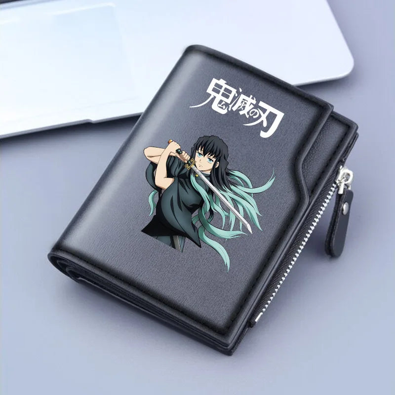 Demon Slayer Wallet Anime Coin Purse Men Credit Card Holder Boy Student Fashion Short Trifold Money Key Storage Pouch