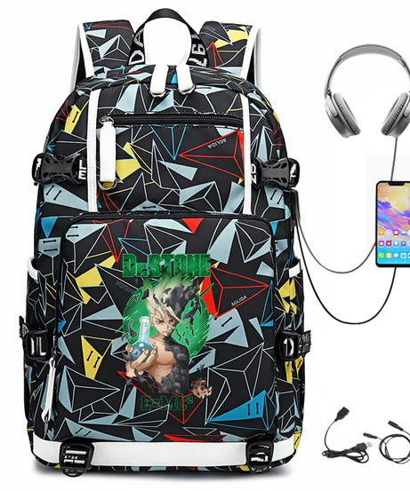 Dr. Stone Anime Backpack – Large Capacity Student & Travel Bag