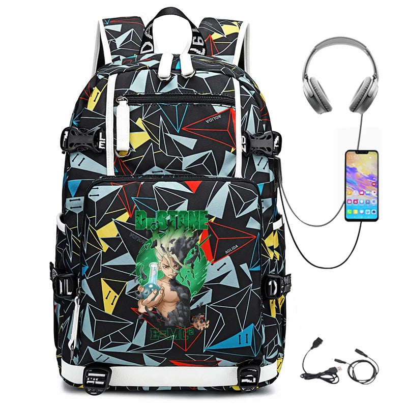 Dr. Stone Anime Backpack – Large Capacity Student & Travel Bag