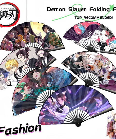 Demon Slayer double-sided character silk 10-inch folding fan, anime , stylish and personalized, birthday gift for friends