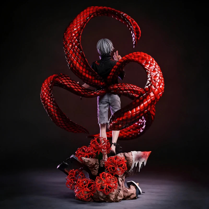 35cm Tokyo Ghoul GK Ken Kaneki White Hair 4 Kagune Action Figure Double Head Statue Collectible Anime Model Toy Desk Decor Gift