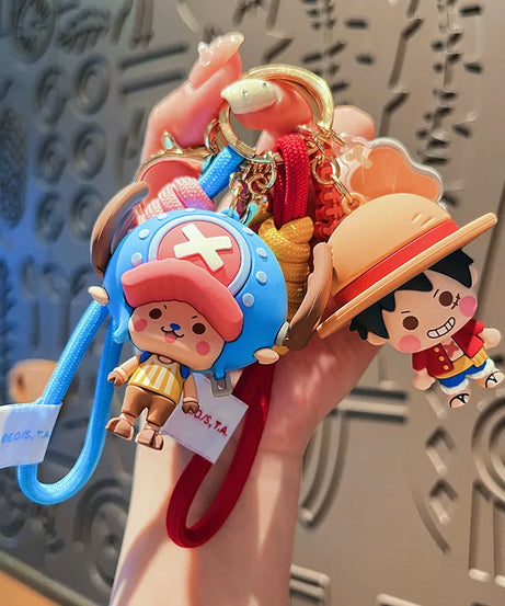 Cute Genuine One Piece Anime Figure Luffy Chopper Keychain Pendant Cute Bag Ornament Dolls Kids Xmas Toy Gifts