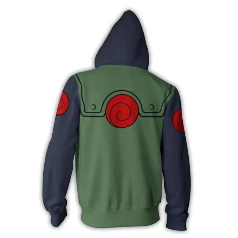 Anime Naruto Kakashi Hatake Cosplay Hoodie – Green Tactical Ninja Jacket & Casual Sweater for Adults 3