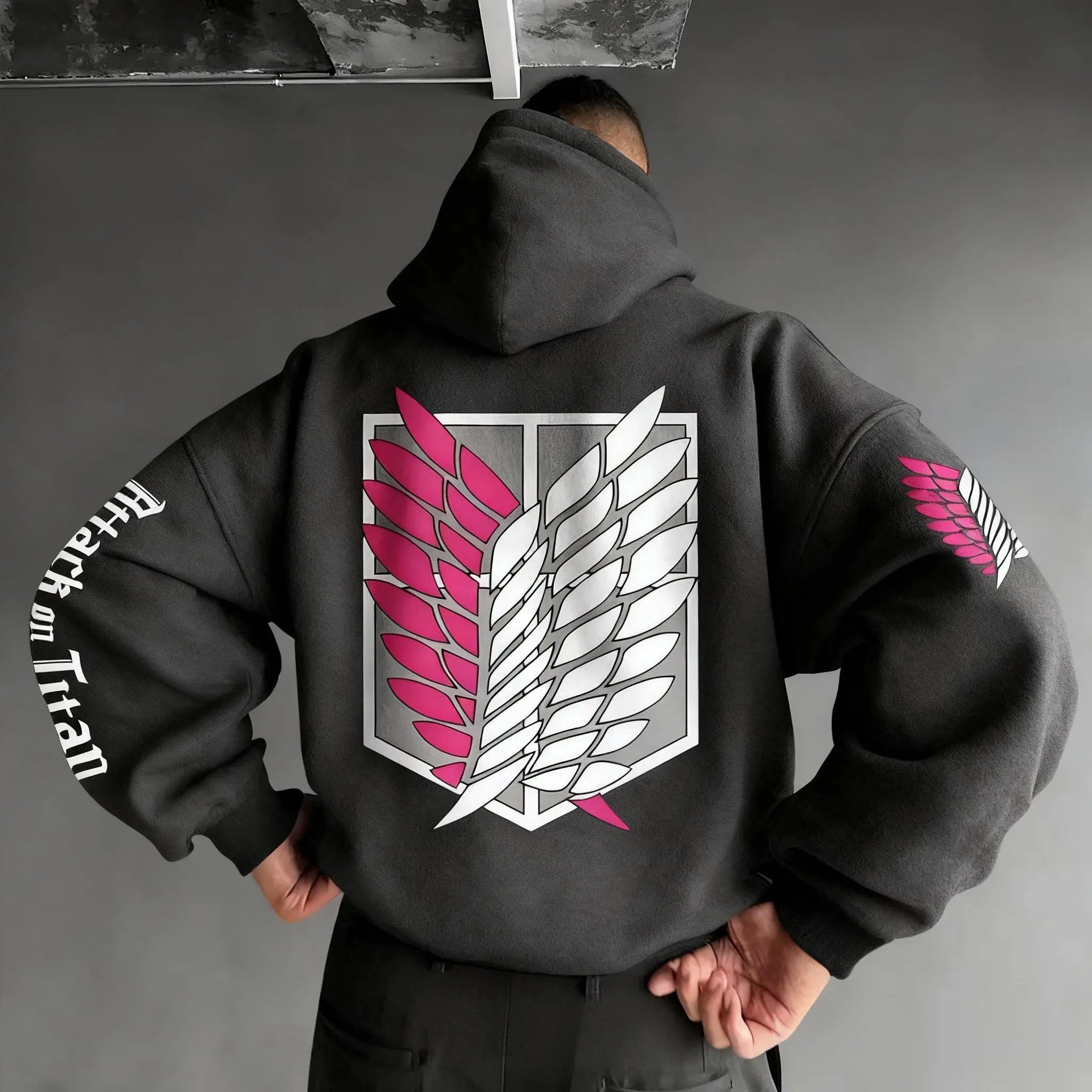 Oversized Casual Attack on Titan Anime Hoodie Men Women Wings Print Spring Autumn Pullover Sweatshirt Streetwear Fashion