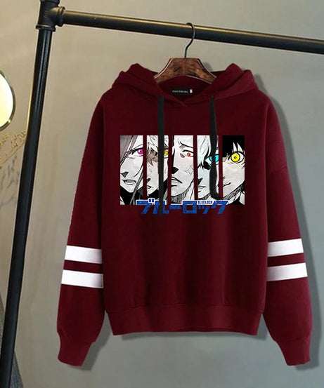 New Anime Blue Lock Pattern Print Hoodies Men Women Fashion Casual Sports Stripe Sweatshirts Ladies Pullovers Tops